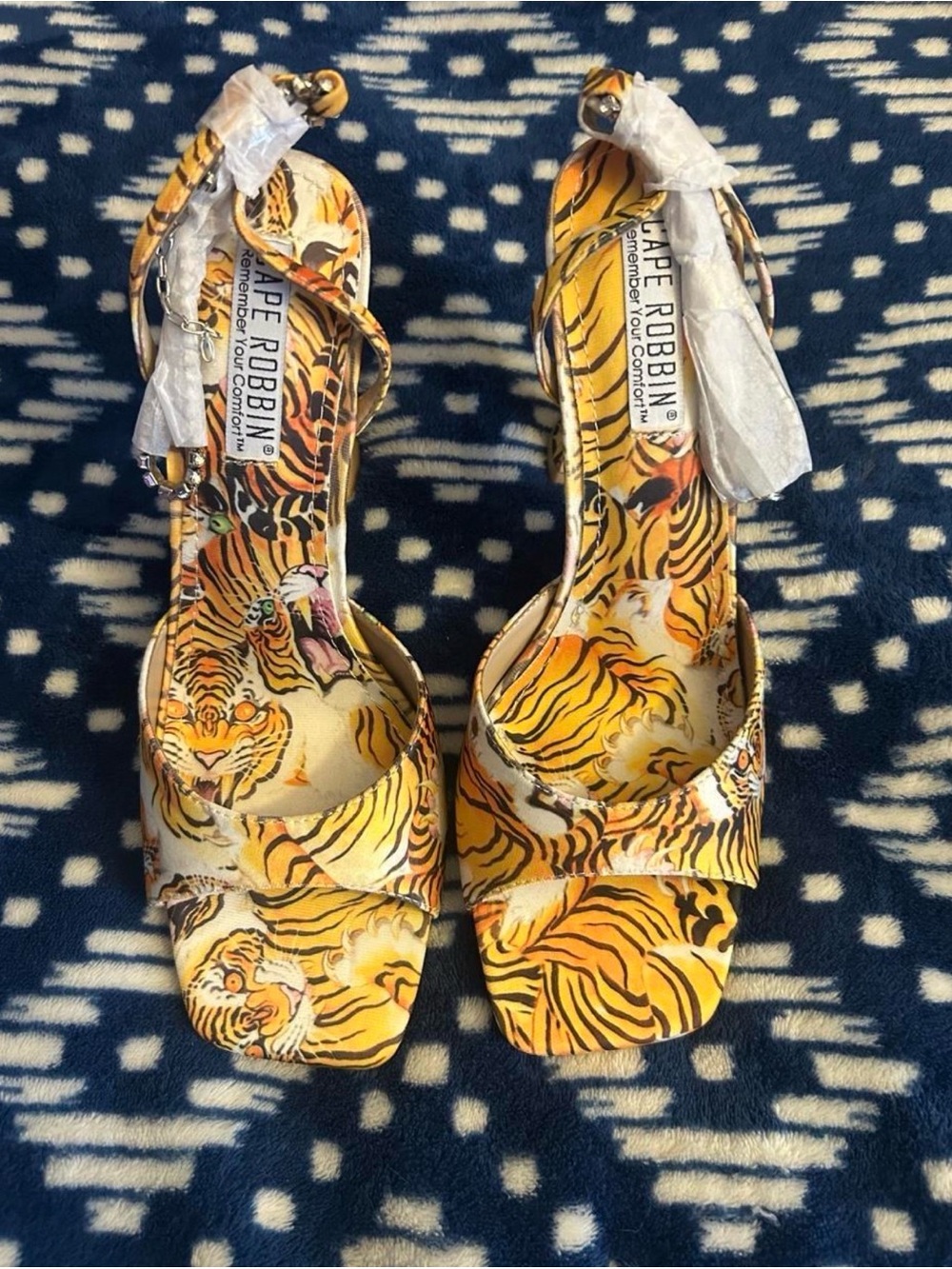 Cape Robbin Yellow Tiger-Print Slingback Heels